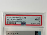 2019 Donruss Elite Anthony Davis Spellbound Gold #32 “V” - PSA 9